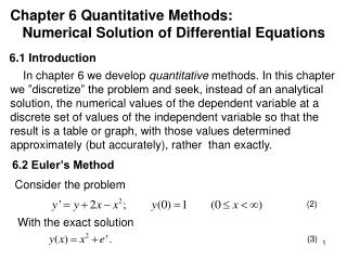 Chapter 6 Quantitative Methods: Numerical Solution of Differential Equations