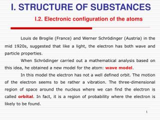 I. STRUCTURE OF SUBSTANCES