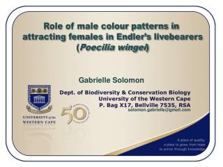 Role of male colour patterns in attracting females in Endler’s livebearers ( Poecilia wingei )