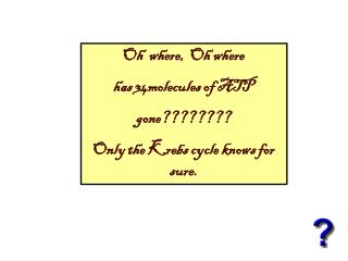 Oh where, Oh where has 34molecules of ATP gone???????? Only the Krebs cycle knows for sure.