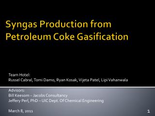 S yngas Production from Petroleum C oke G asification