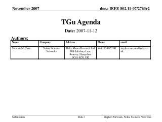 TGu Agenda