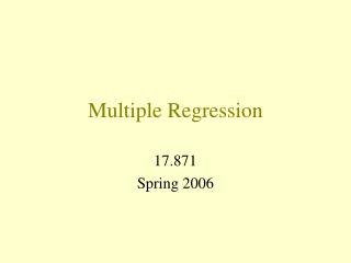 Multiple Regression