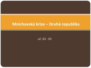 Mnichovská krize – Druhá republika