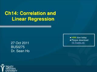Ch14: Correlation and 	Linear Regression