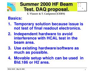 Summer 2000 HF Beam Test. DAQ proposal.