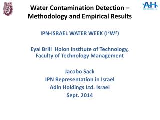 Water Contamination Detection –Methodology and Empirical Results