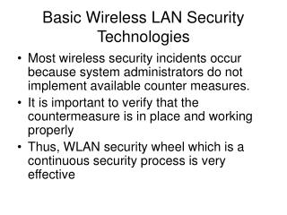 Basic Wireless LAN Security Technologies