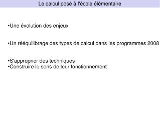 Le calcul posé à l'école élémentaire