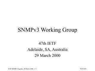 SNMPv3 Working Group