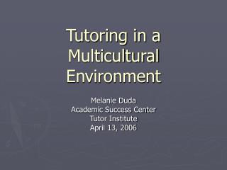 Tutoring in a Multicultural Environment