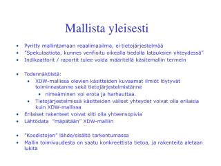 Mallista yleisesti