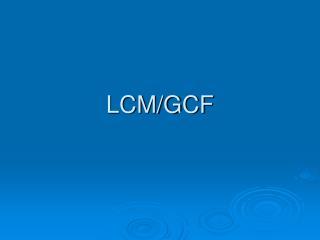 LCM/GCF