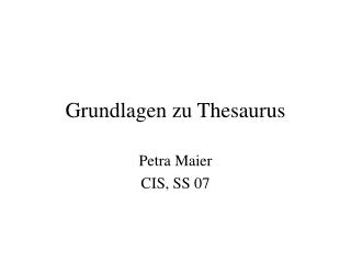 Grundlagen zu Thesaurus