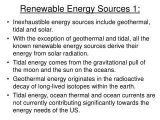 Renewable Energy Sources 1: