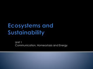 Ecosystems and Sustainability