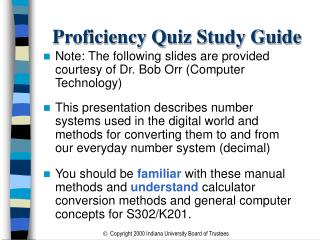 Proficiency Quiz Study Guide