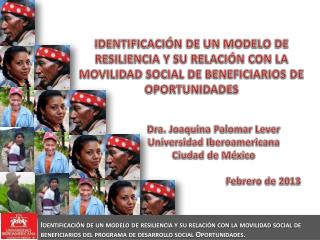 Dra. Joaquina Palomar Lever Universidad Iberoamericana Ciudad de México Febrero de 2013