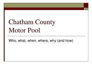 Chatham County Motor Pool