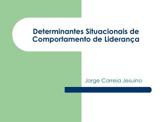 Determinantes Situacionais de Comportamento de Liderança
