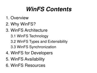 WinFS Contents