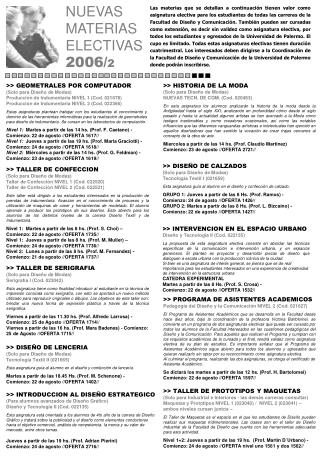 NUEVAS MATERIAS ELECTIVAS 2006/ 2