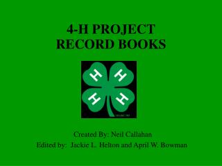 4-H PROJECT RECORD BOOKS