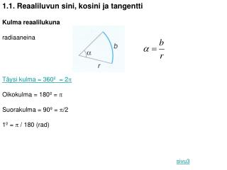 1.1. Reaaliluvun sini, kosini ja tangentti