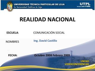 ESCUELA : 	 COMUNICACIÓN SOCIAL