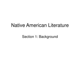 Native American Literature