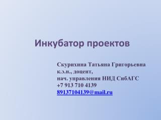 Инкубатор проектов