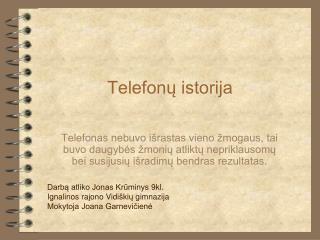Telefonų istorija