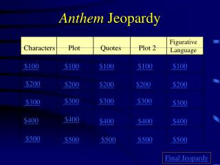 Anthem Jeopardy