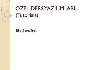 ÖZEL DERS YAZILIMLARI ( Tutorials )