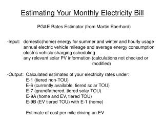 Estimating Your Monthly Electricity Bill