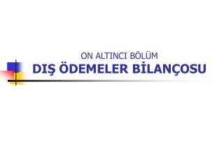 ON ALTINCI BÖLÜM DIŞ ÖDEMELER BİLANÇOSU