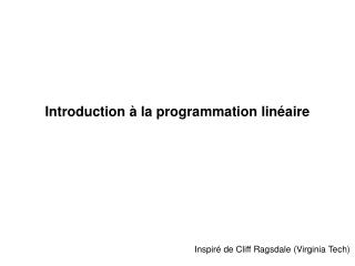 Introduction à la programmation linéaire