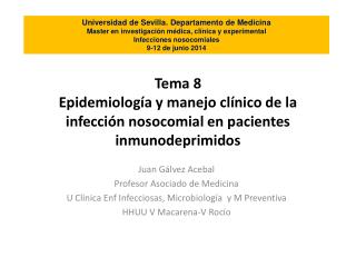 Tema 8 Epidemiología y manejo clínico de la infección nosocomial en pacientes inmunodeprimidos