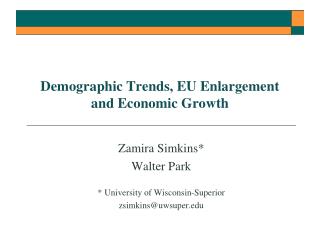 Demographic Trends, EU Enlargement and Economic Growth