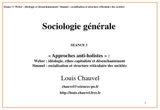 Sociologie générale SEANCE 3