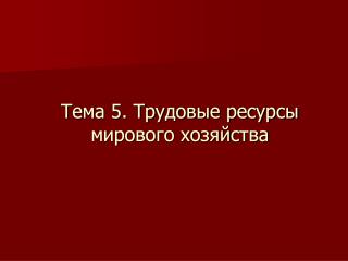 Тема 5. Трудовые ресурсы мирового хозяйства