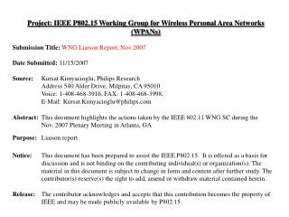 Project: IEEE P802.15 Working Group for Wireless Personal Area Networks (WPANs)