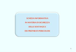 SCHEDA INFORMATIVA IN MATERIA DI SICUREZZA DELLE SOSTANZE E DEI PREPARATI PERICOLOSI