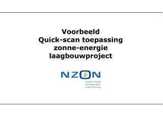 Voorbeeld Quick-scan toepassing zonne-energie laagbouwproject