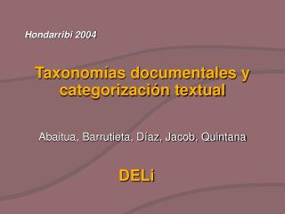 Taxonomías documentales y categorización textual