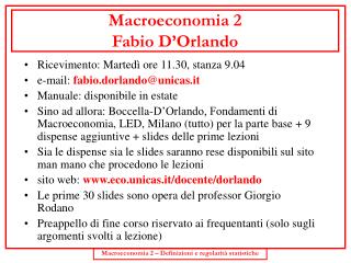 Macroeconomia 2 Fabio D’Orlando