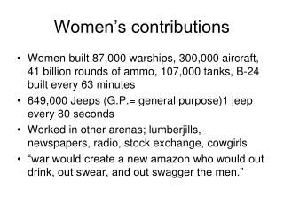 Women’s contributions