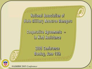 National Association of State Military Resource Managers Cooperative Agreements --