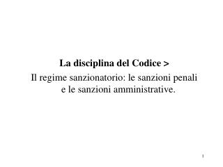 La disciplina del Codice &gt;