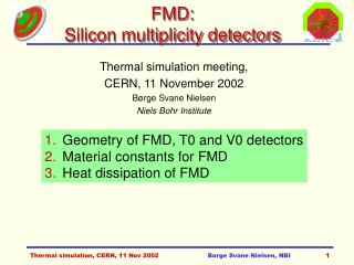 FMD: Silicon multiplicity detectors